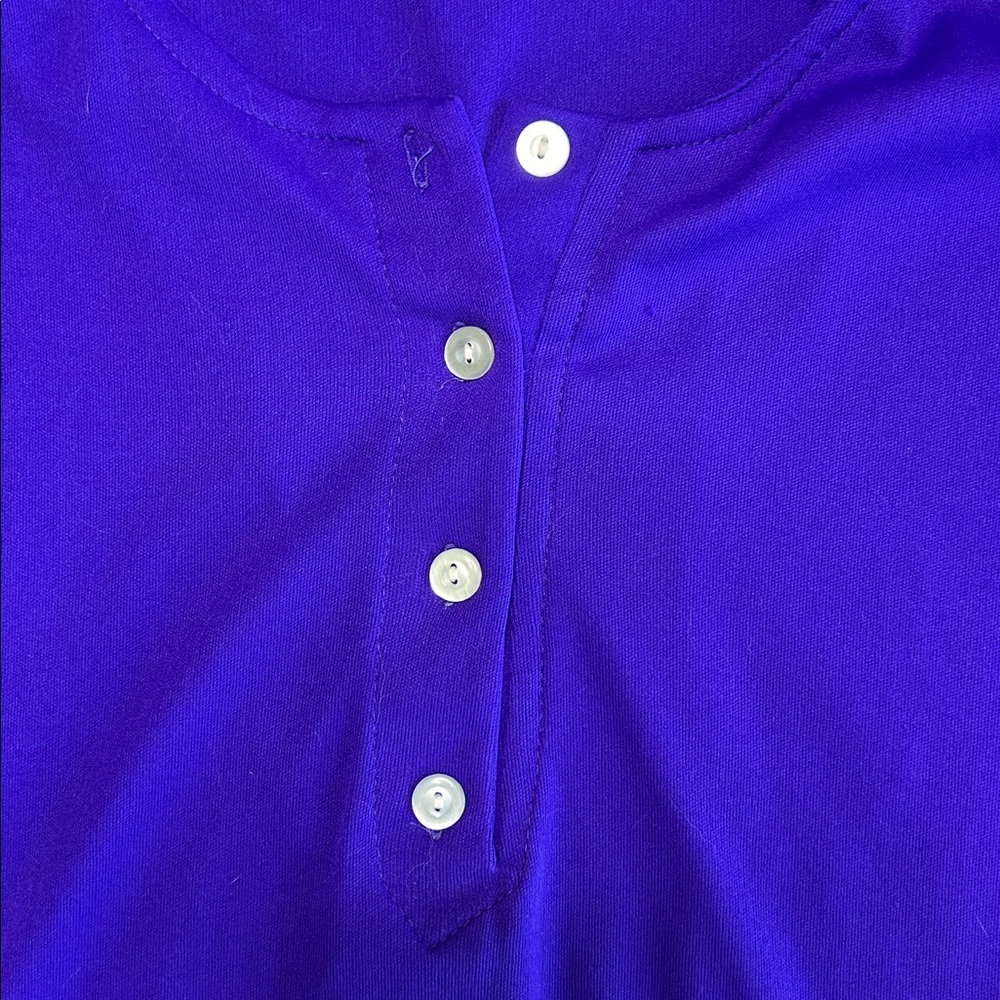 Vintage Nylon Royal Blue Short Sleeve Henley Tee - Picture 3 of 5
